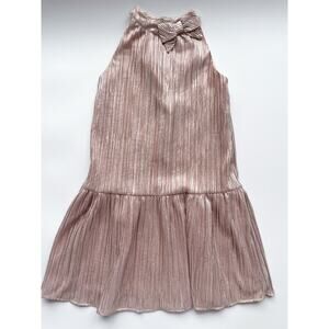Girl's Janie & Jack Metallic Drop Waist Pleated Dress Size 8